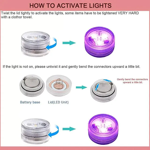 12-Piece: LED RGB Diving Light Remote Control Decorative Light