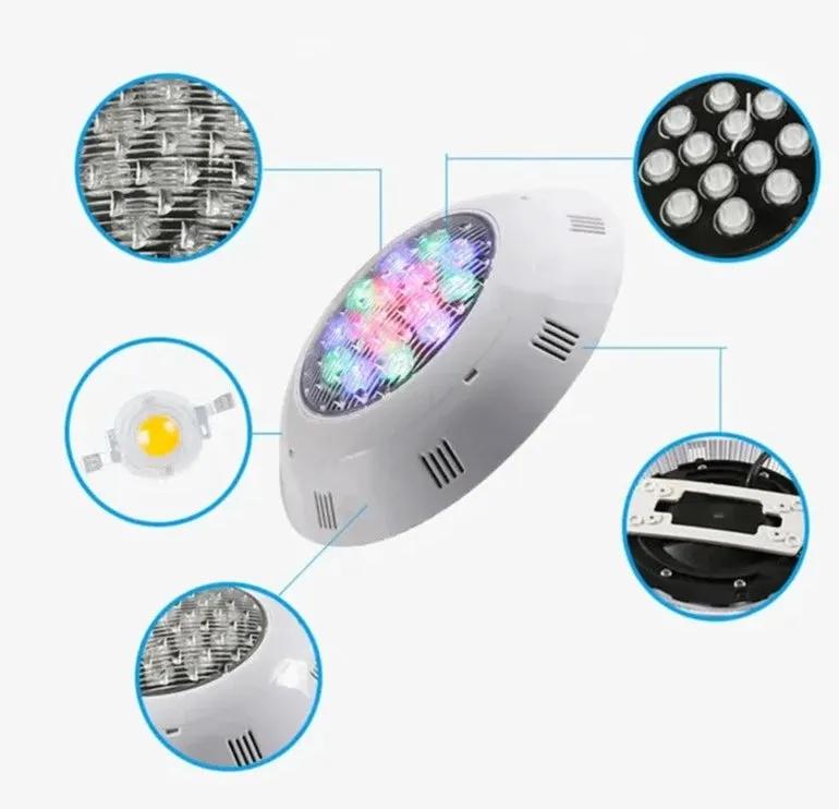 12V-ABS wall mounted IP68 waterproof seven-color remote control underwater light lighting landscape LED pool light 18W25W35W45W