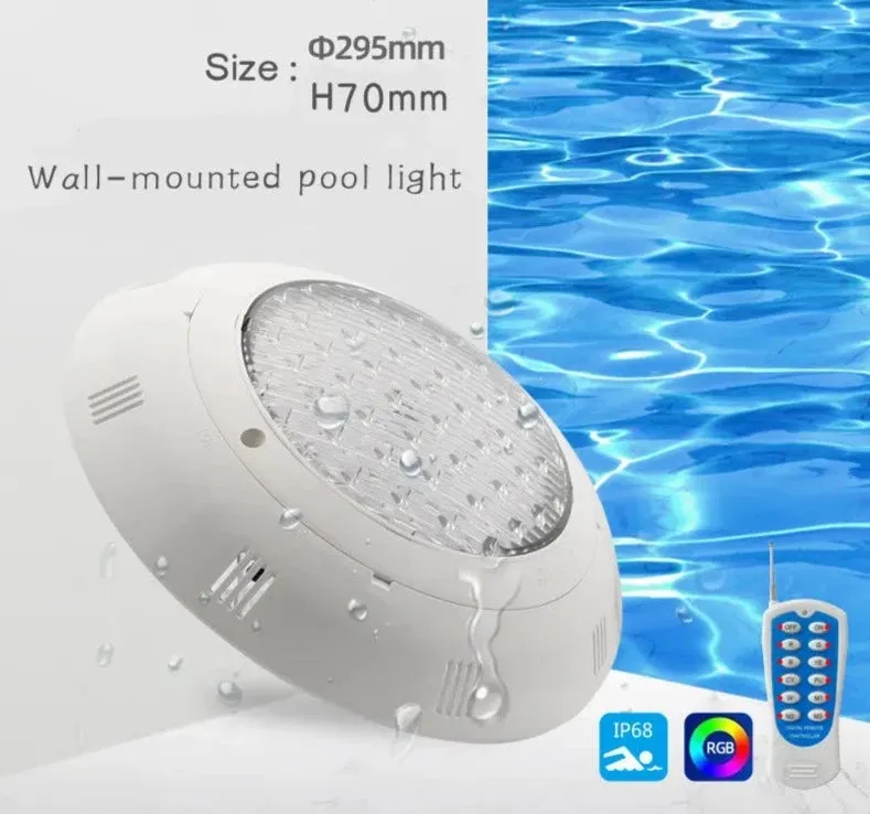 12V-ABS wall mounted IP68 waterproof seven-color remote control underwater light lighting landscape LED pool light 18W25W35W45W