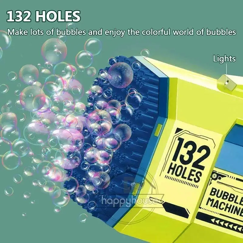 132 Holes Automatic Bubble Machine Gun Launcher For Kids