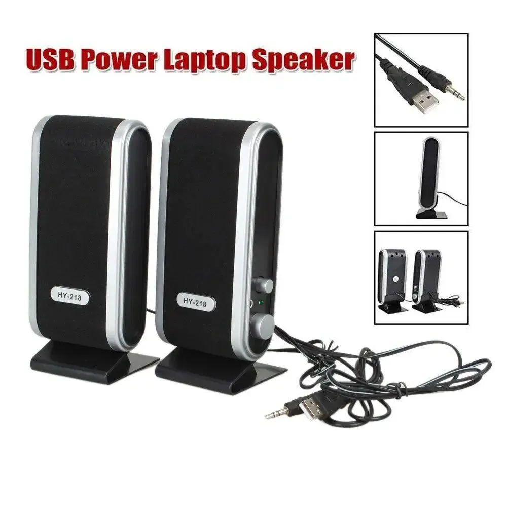 2Pcs USB Power Bluetooth Speakers – Portable Mini 3.5mm Outdoor Sound Box with Ear Jack Surround Loudspeaker for PC & Computer