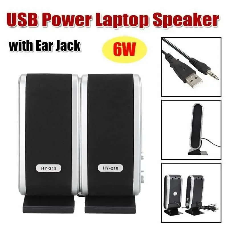 2Pcs USB Power Bluetooth Speakers – Portable Mini 3.5mm Outdoor Sound Box with Ear Jack Surround Loudspeaker for PC & Computer