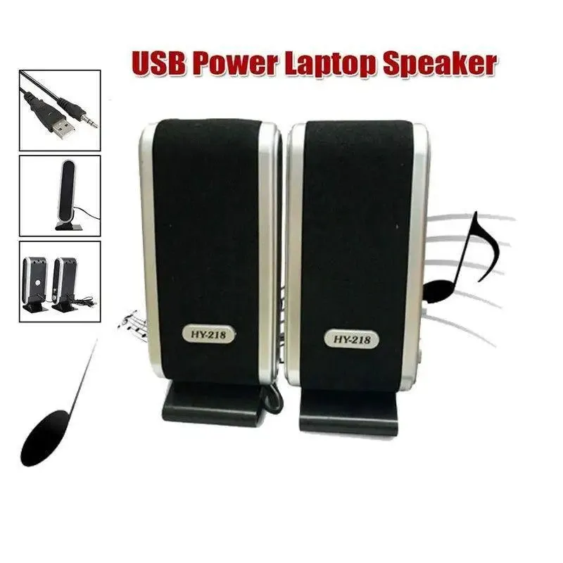 2Pcs USB Power Bluetooth Speakers – Portable Mini 3.5mm Outdoor Sound Box with Ear Jack Surround Loudspeaker for PC & Computer