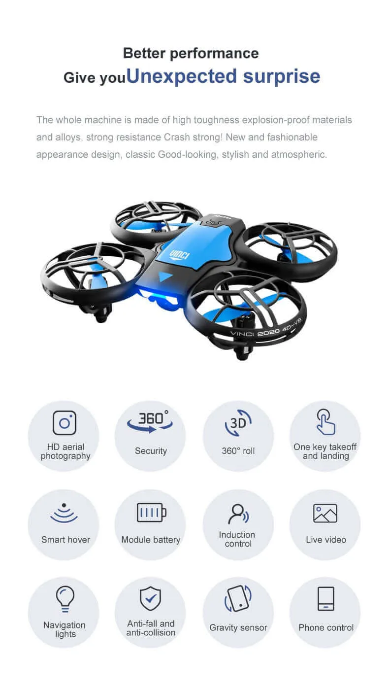 4DRC V8 Mini Drone - 4K HD Camera, WiFi FPV, Altitude Hold, Professional Helicopter Toy