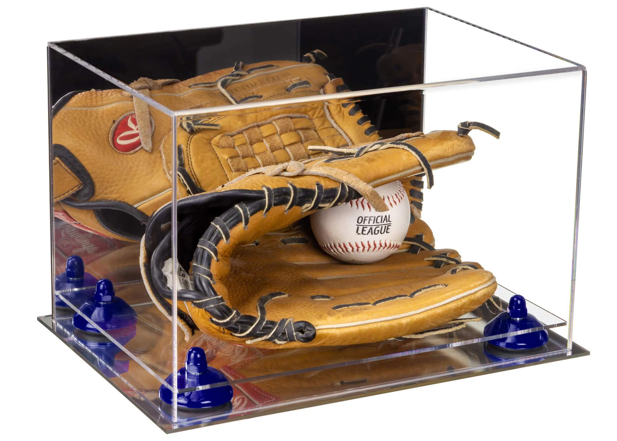 Acrylic Baseball Glove Display Case - Mirror No Wall Mounts  ((A018/V40))