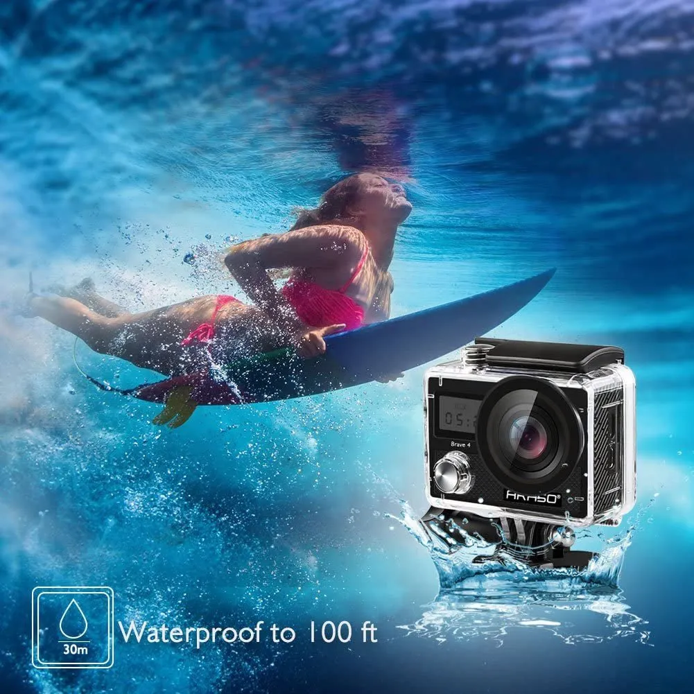 AKASO Brave 4 4K 20MP Wifi Action Camera Ultra HD with EIS 30M Underwater Waterproof Camera Remote Control 5X Zoom Underwater Camcorder with 2 Batteries and Helmet Accessories Kit