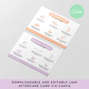 ASH Education - Lamination   Wax & Dye Aftercare Cards (Custom Editable Design)