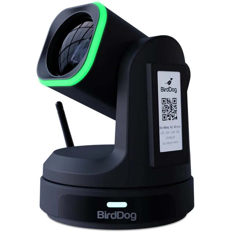 BirdDog X1 ULTRA 4K NDI® | HX3 PTZ Camera featuring NDI® | HX Decoder, e-ink display and HALO Tally - Black