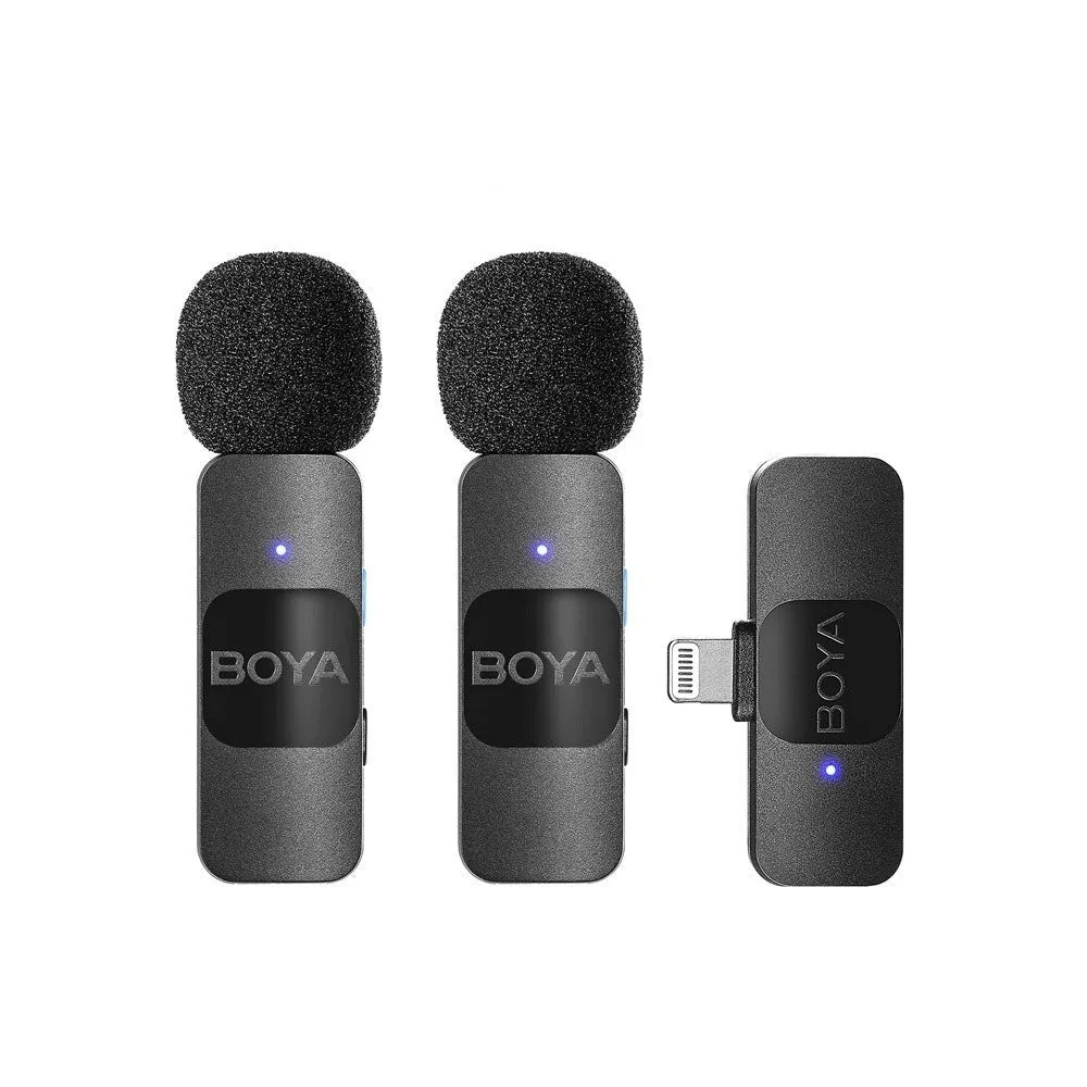 BOYA BY-V1/V10 Wireless Lavalier Microphone with Noise Cancellation Lapel Mic Clip-on for Smartphones Action