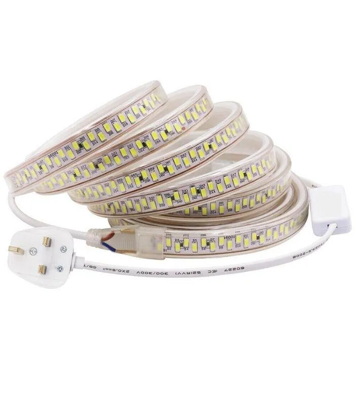 Cool White LED Strip 220V 240V 180LEDs/m SMD5730 IP65 with UK Plug