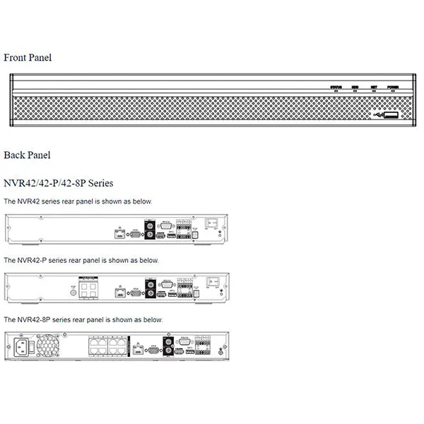 Dahua / 4-Channel / 8MP / PoE NVR / 2 SATA /  2 TB HDD / DH-N42B1P2