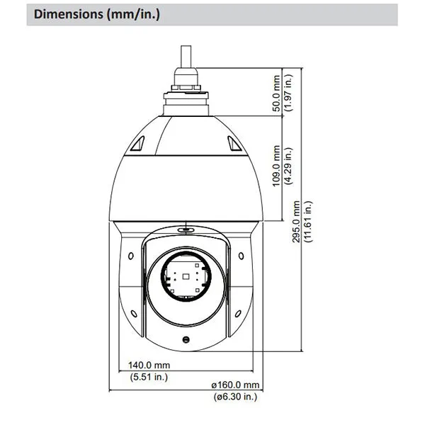 Dahua / HDCVI / 2MP / PTZ Dome Camera / Varifocal / 4.8-120mm Lens / Outdoor / WDR / IP66 / Starlight / 5 Year Warranty / DH-49225ICLA