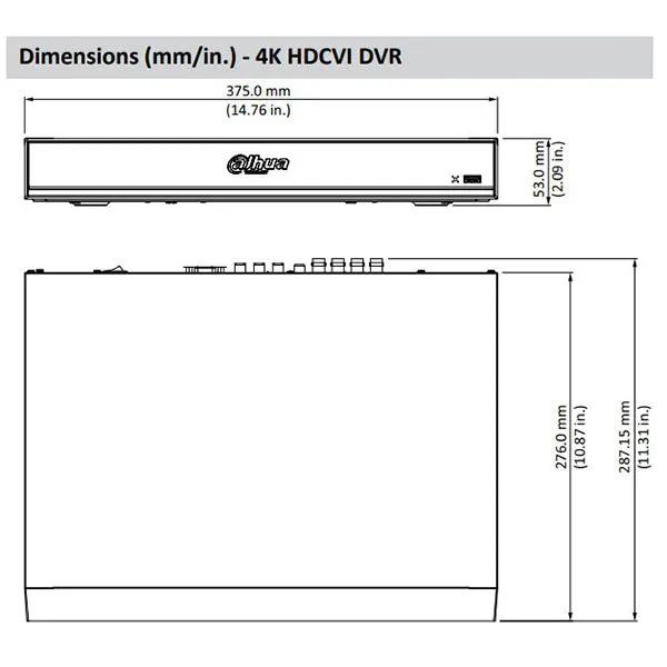 Dahua / HDCVI DVR Kit / 16 Channels / Penta-brid /  12 x 5MP, Mini Eyeball / 4K / DH-C7165E124