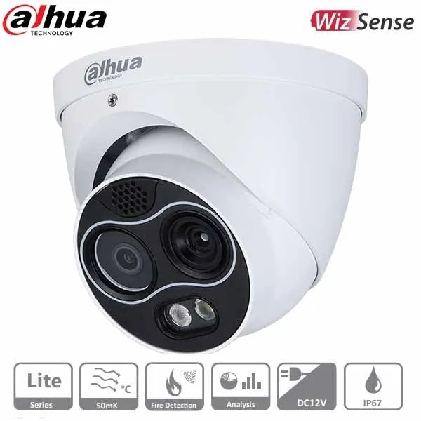 Dahua / IP / 4MP / Eyeball Camera / 2 mm Fixed Thermal Lens / Outdoor / WDR / IP67 / Hybrid Thermal / 5 Year Warranty / DH-TPC-DF1241N-D2F2