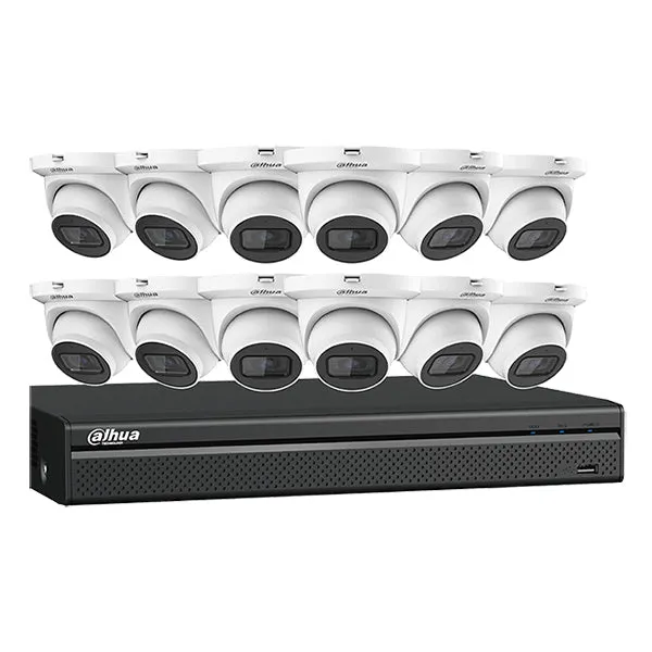 Dahua / IP Camera Kit / 12 x 4MP Mini Eyeball / 2.8mm Fixed Lens / 16-Channel / 4k NVR / IP67 / Starlight / DH-N564E124S