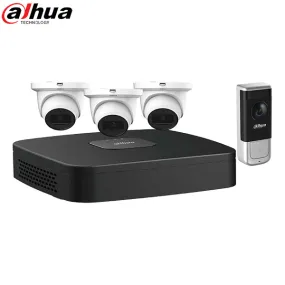 Dahua / IP Camera Kit / 3 x 4MP Mini Eyeball / Wi-Fi Video Doorbell / 2.8mm Fixed Lens / 4-Channel / 4k NVR / 2TB HDD / IP67 / Starlight / DH-N444E42A