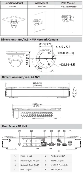 Dahua / IP Camera Kit / 6 x 4MP Mini Eyeball / 2.8mm Fixed Lens / 8-Channel / 4k NVR / 2TB HDD / IP67 / Starlight / DH-N484E62B