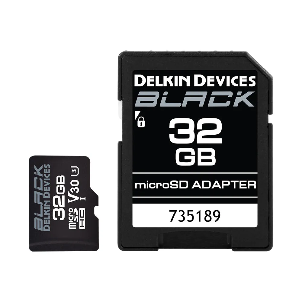 Delkin Devices BLACK UHS-I (U3/V30) microSD Memory Cards (Choose Capacity)