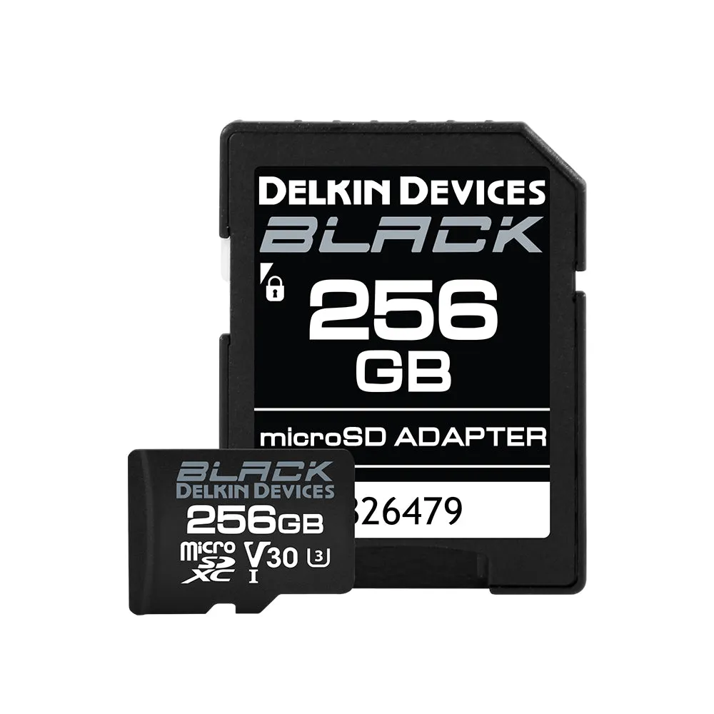 Delkin Devices BLACK UHS-I (U3/V30) microSD Memory Cards (Choose Capacity)