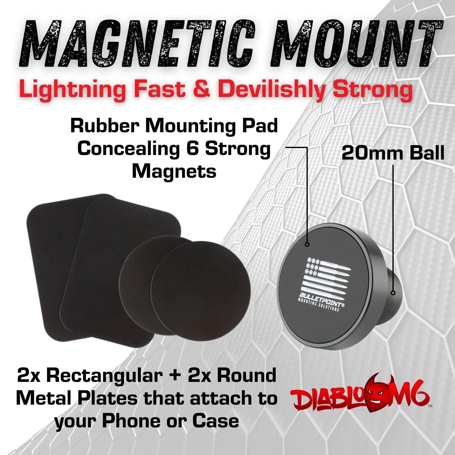 DiabloM6 Metal Series Jeep Wrangler JK/JKU Magnetic Phone Mount - 2011-2018