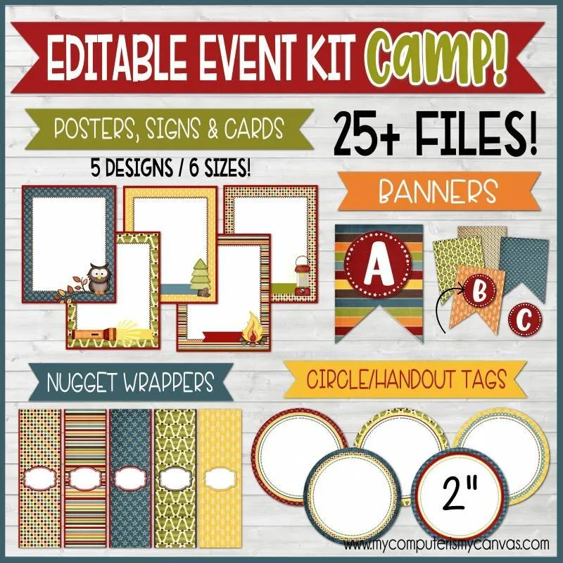 Editable Event Kit {CAMP THEMED} PRINTABLE