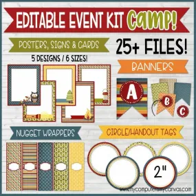 Editable Event Kit {CAMP THEMED} PRINTABLE