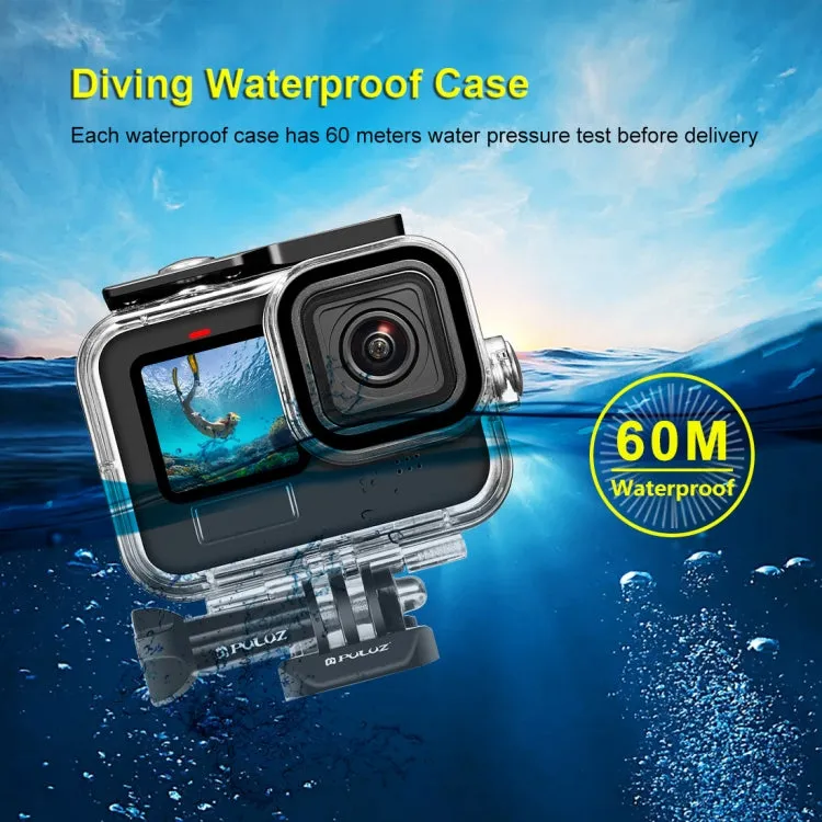 For GoPro HERO13 Black /12 Black /11 Black /10 Black /9 Black PULUZ 60m Waterproof Housing Protective Case with Buckle Basic Mount & Screw