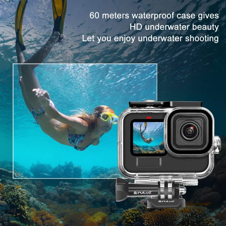 For GoPro HERO13 Black /12 Black /11 Black /10 Black /9 Black PULUZ 60m Waterproof Housing Protective Case with Buckle Basic Mount & Screw