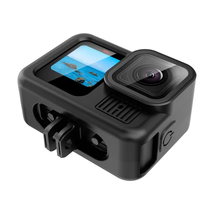 For GoPro HERO13 Black PULUZ Silicone Protective Case Side Interface Cover with Wrist Strap & Lens Cover (Black)