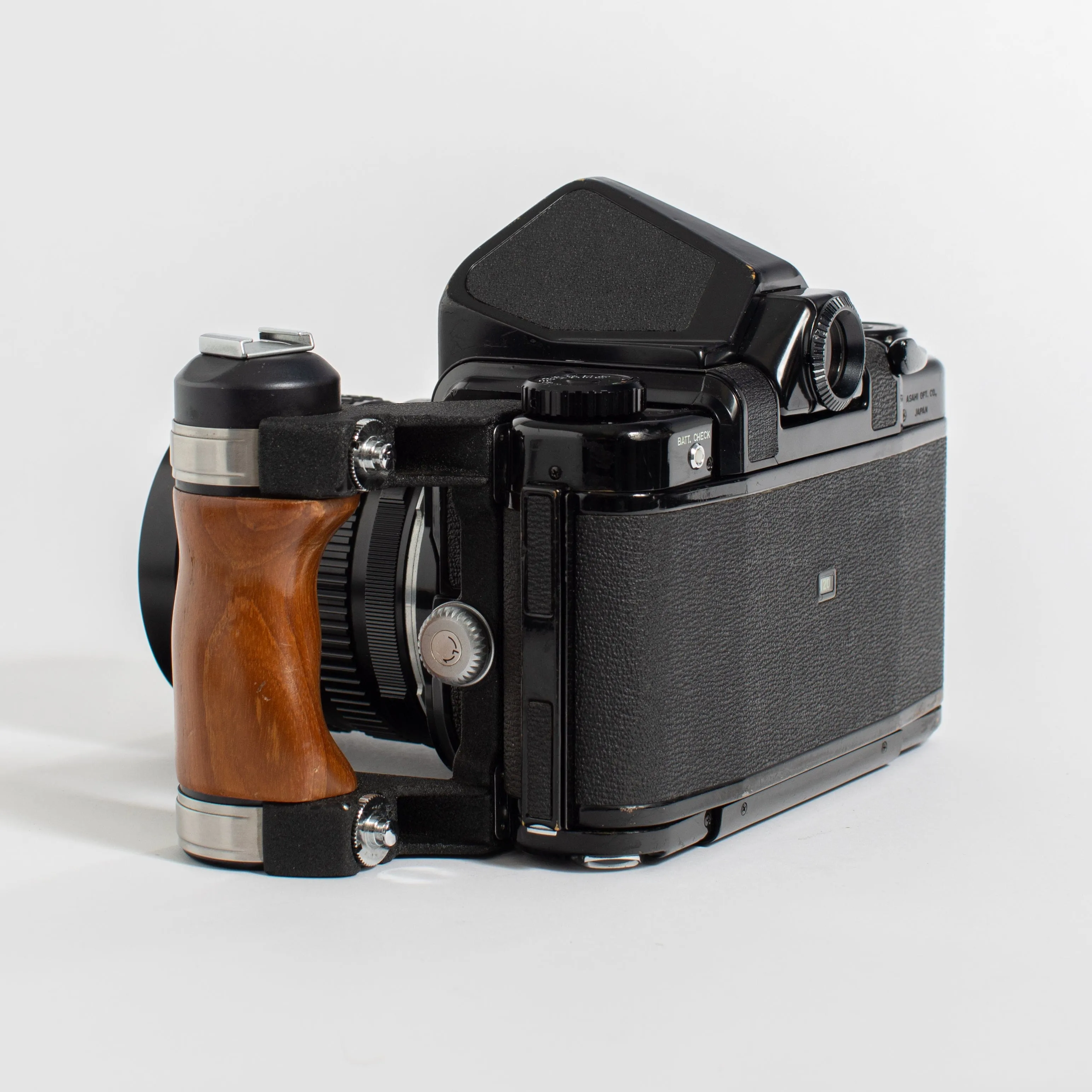 Fresh CLA: Pentax 67 MLU with 75mm f/4.5 lens, 135mm f/4 Macro lens, wooden grip, and Pentax strap