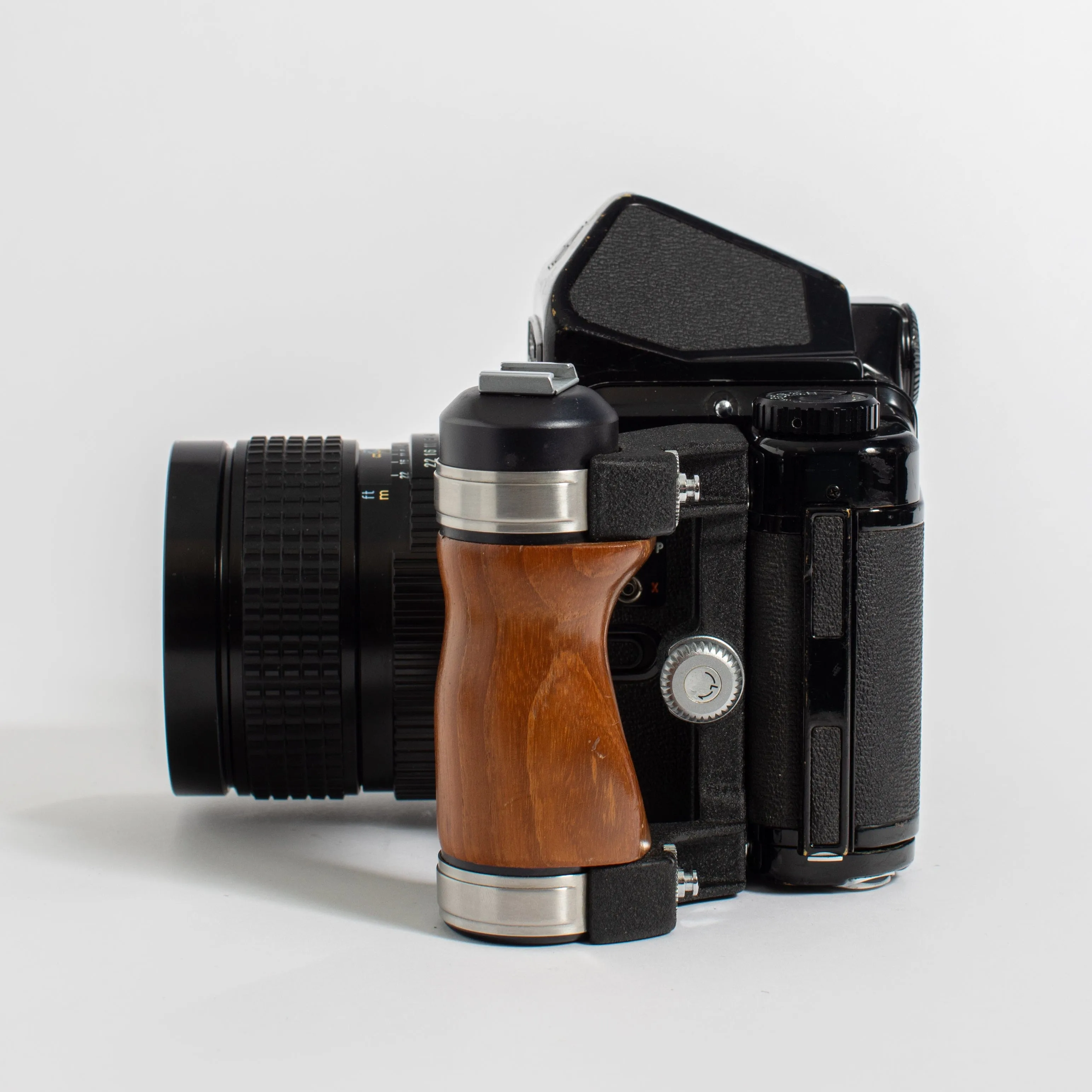 Fresh CLA: Pentax 67 MLU with 75mm f/4.5 lens, 135mm f/4 Macro lens, wooden grip, and Pentax strap