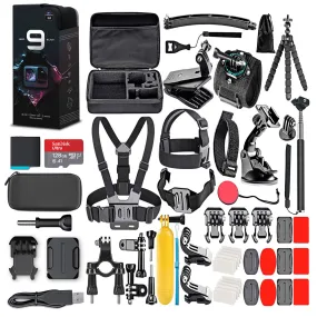 GoPro HERO9 Black with 128GB Card & 50 Piece Accessory Kit - Loaded Bundle