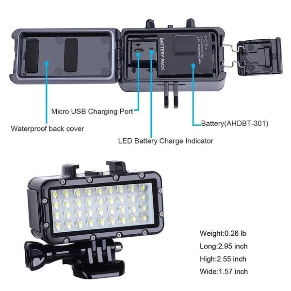 High Power Dimmable Waterproof LED Video Light