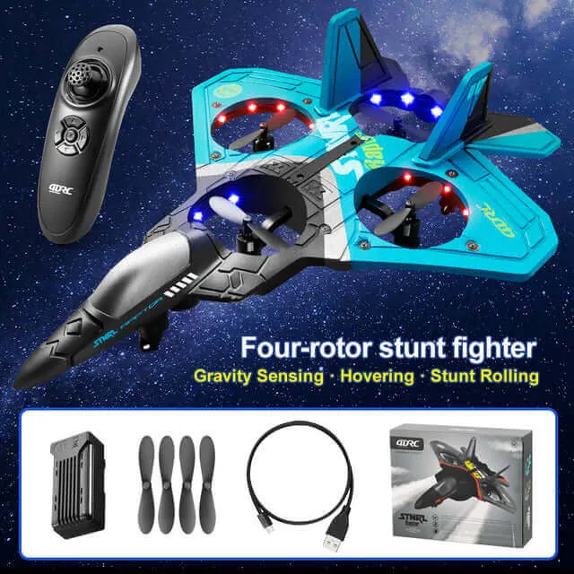 Light-Up V17 RC Glider - Gravity Sensing Foam Airplane, Radio Control Toy