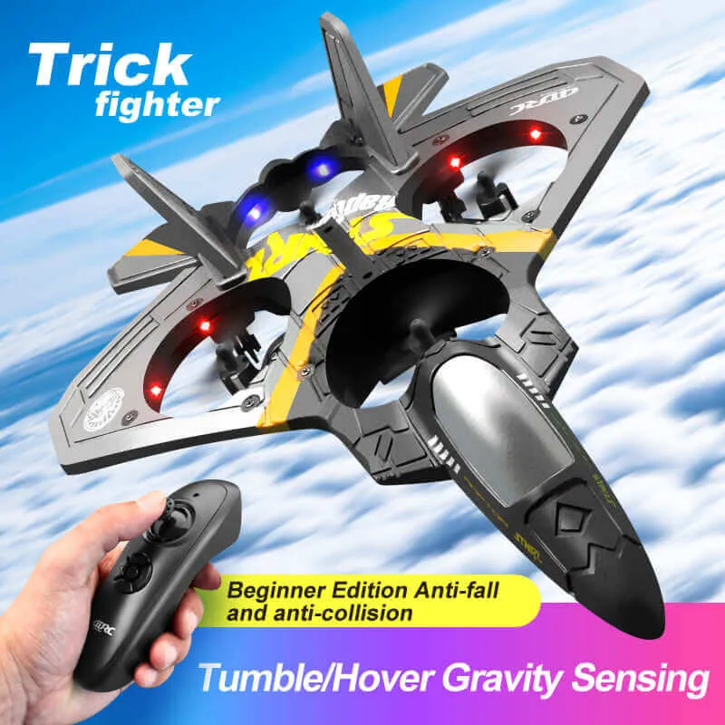 Light-Up V17 RC Glider - Gravity Sensing Foam Airplane, Radio Control Toy