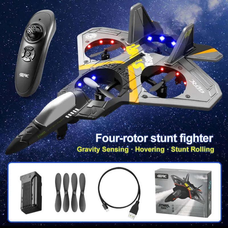 Light-Up V17 RC Glider - Gravity Sensing Foam Airplane, Radio Control Toy