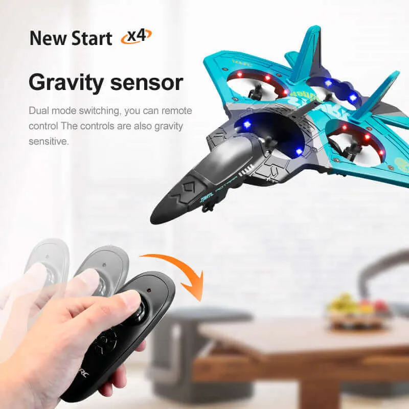 Light-Up V17 RC Glider - Gravity Sensing Foam Airplane, Radio Control Toy