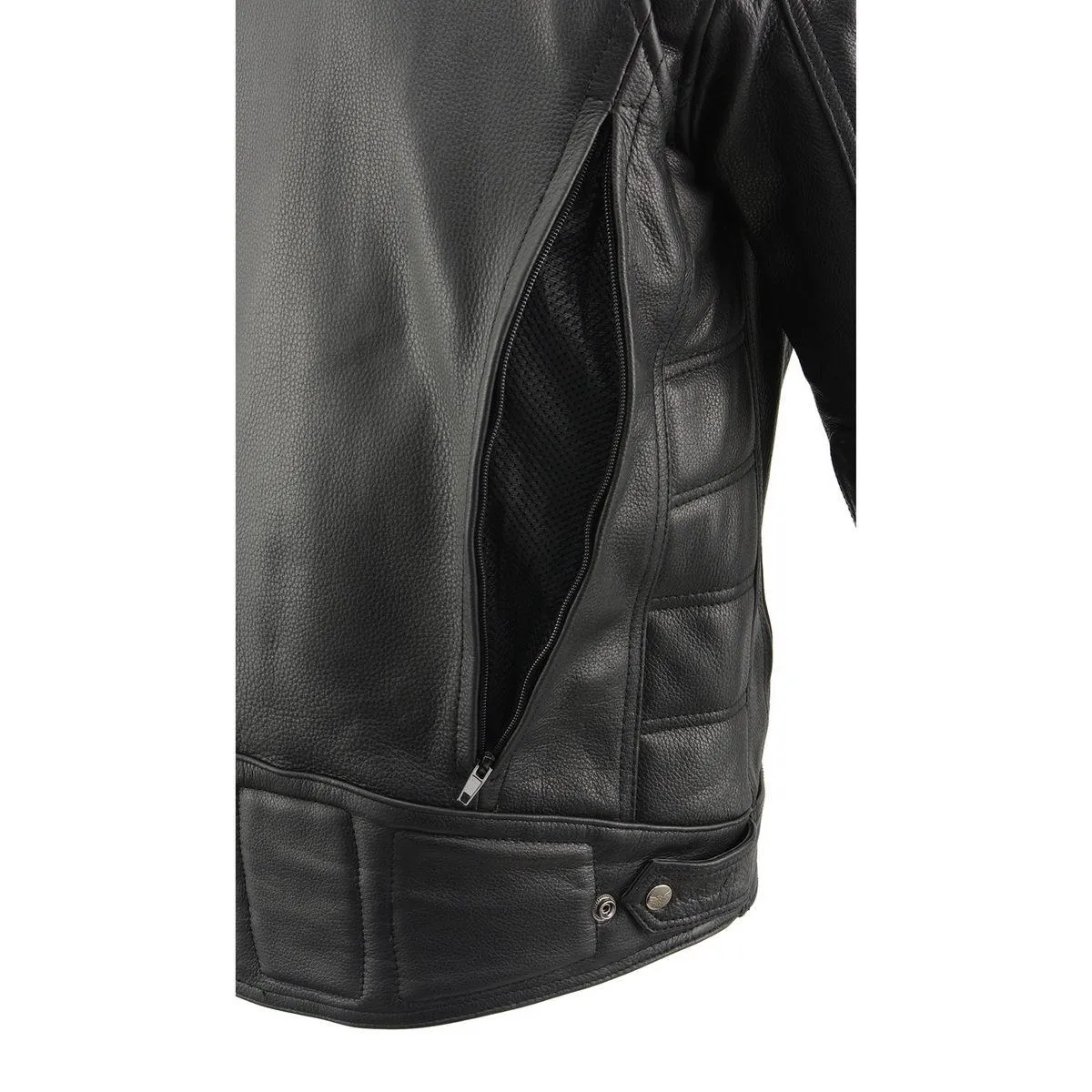 Milwaukee Leather Heated Jacket for Men's All Seasons Black Cool-Tec Leather - Motorcycle Vented Jackets MLM1514SET