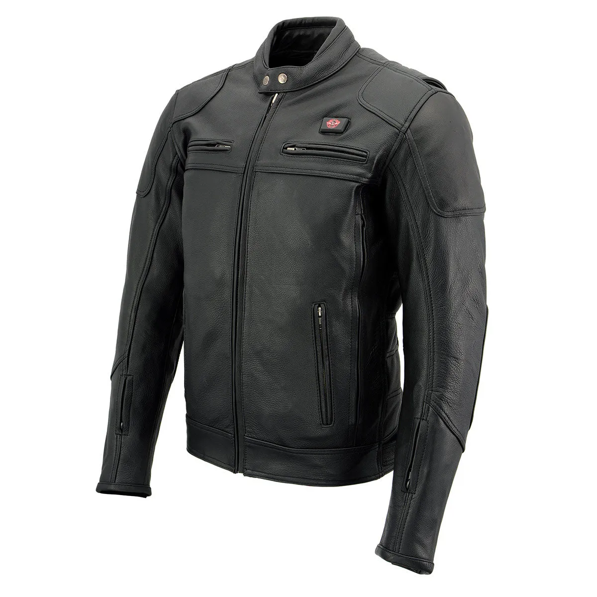 Milwaukee Leather Heated Jacket for Men's Black Cowhide Leather -