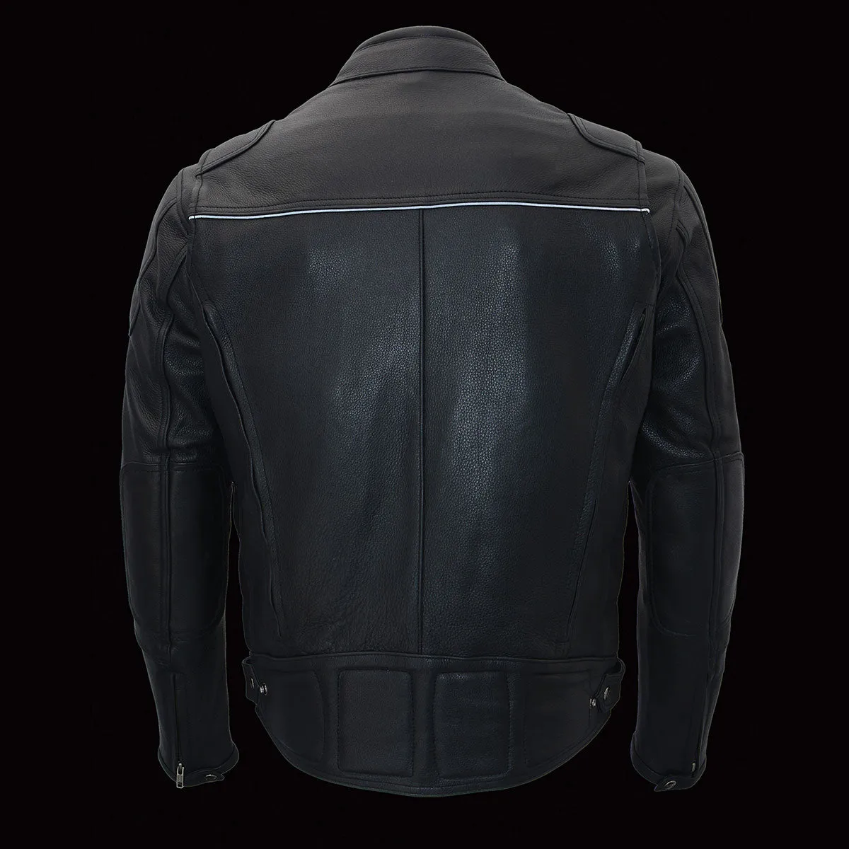 Milwaukee Leather Heated Jacket for Men's Black Cowhide Leather Motorcycle Vented Jacket for All Seasons MLM1513SET