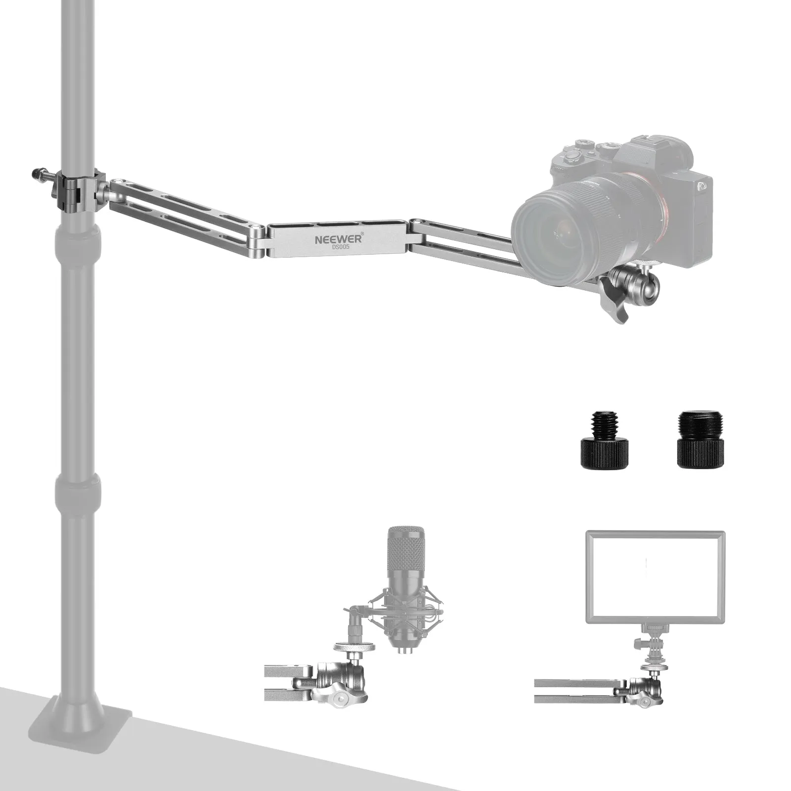 NEEWER DS005 3 Section Flexible Articulate Desk Stand Auxiliary Arm