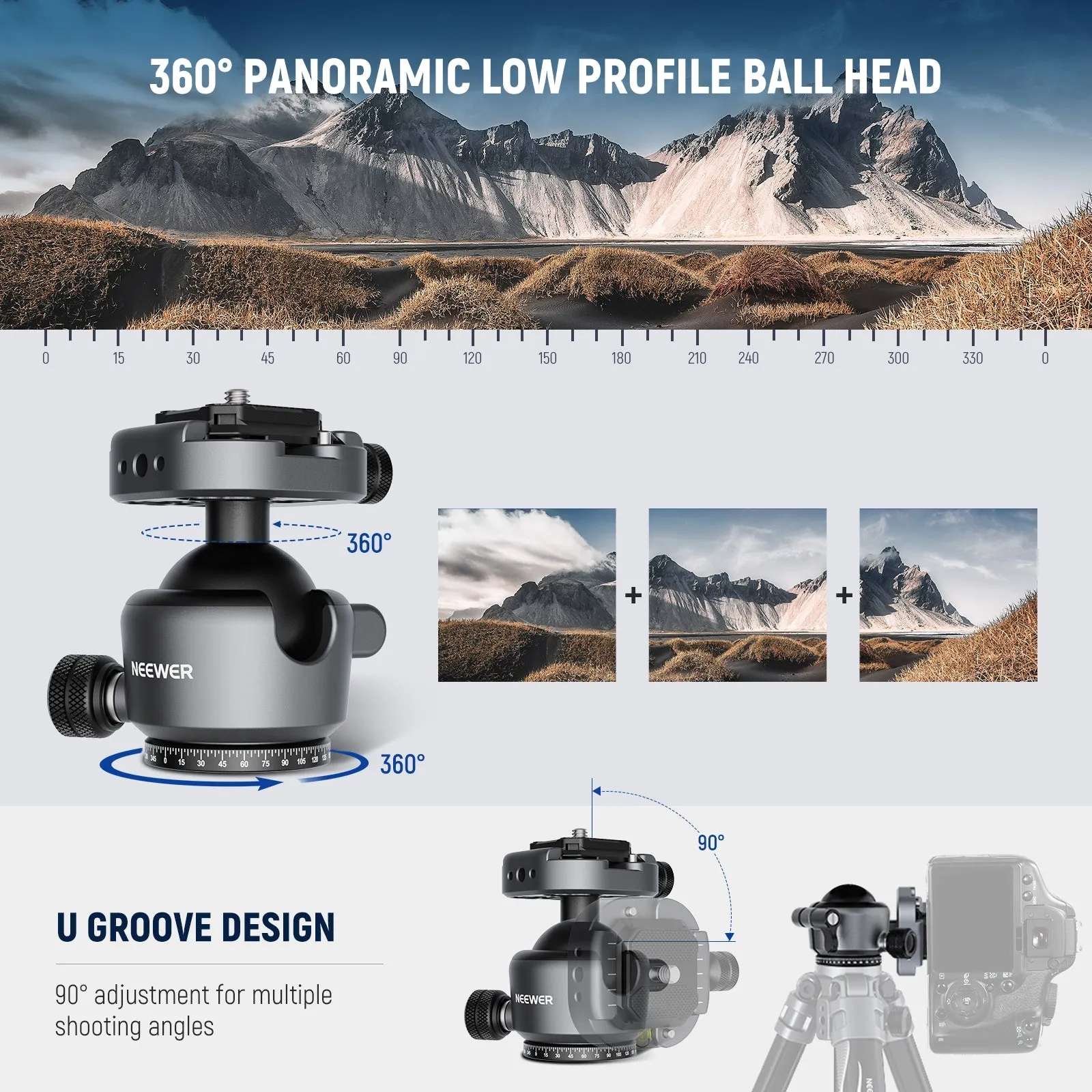 NEEWER GM41 Low Profile Tripod Ball Head