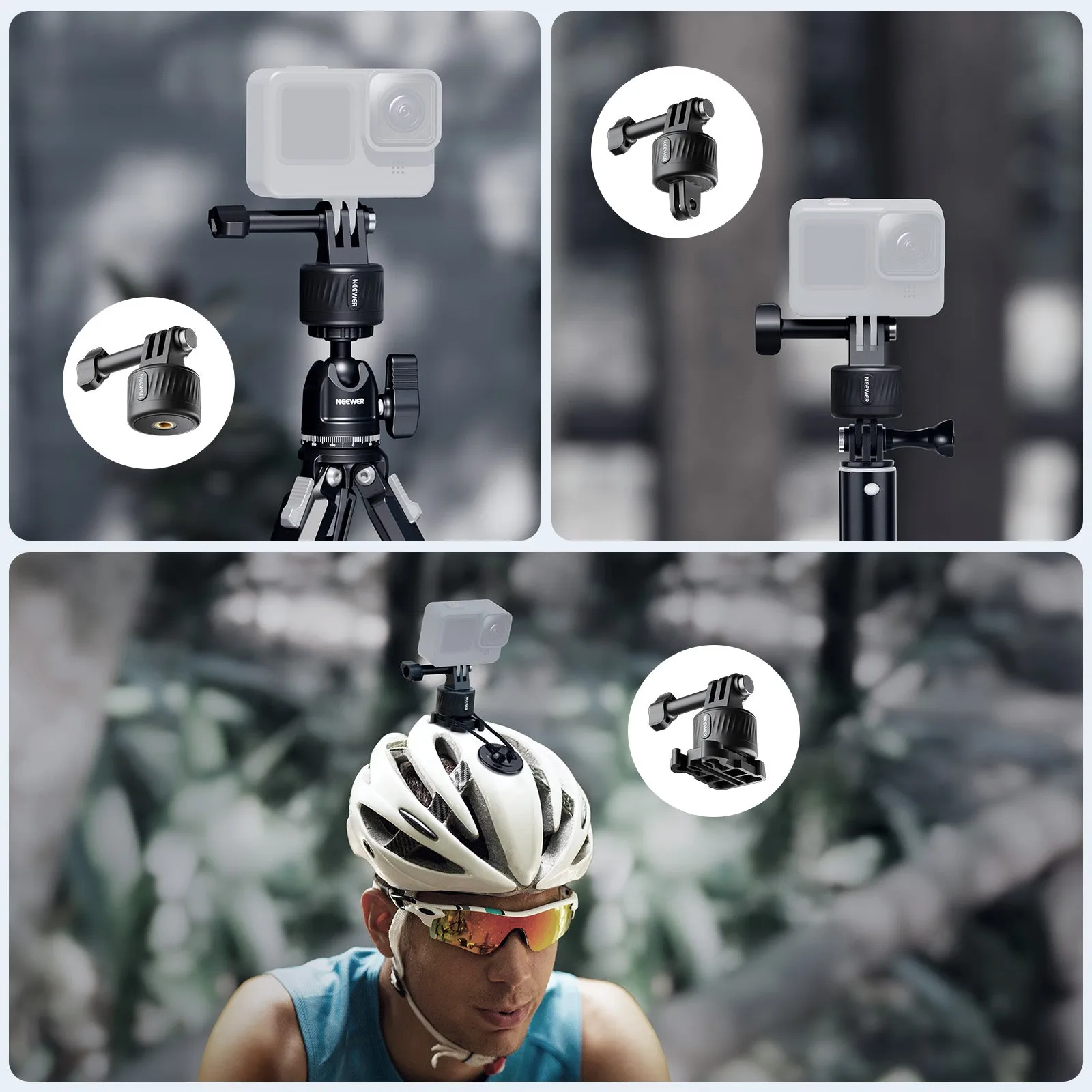 NEEWER GP-21 Magnetic Quick Release Tripod Mount Adapter Set Compatible with GoPro Hero