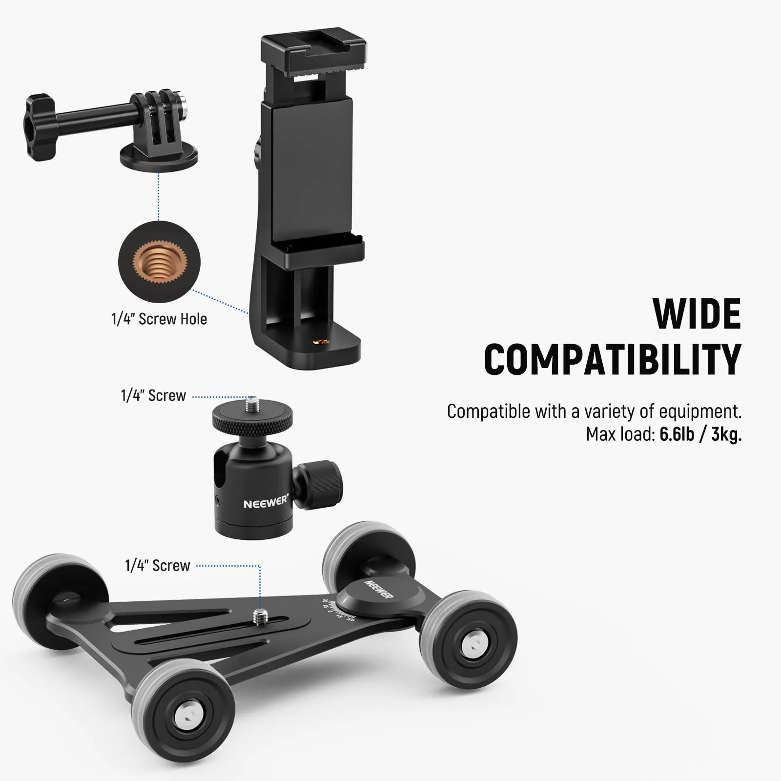 Neewer SD002 Enhanced Camera Slider Dolly Mount - Premium Quality & High Efficiency