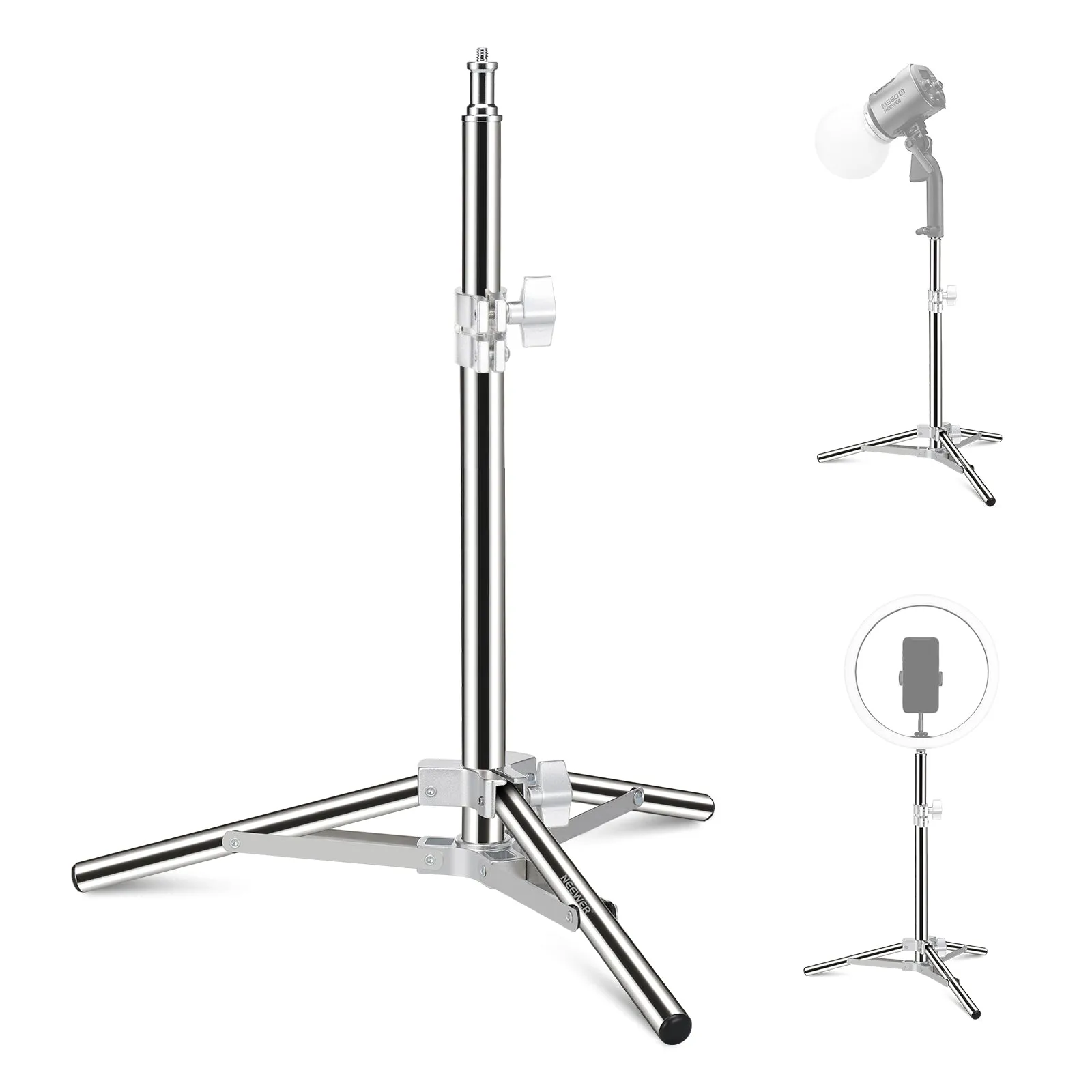 Durable NEEWER ST-50SS Stainless Steel Photography Light Stand with Adjustable Height