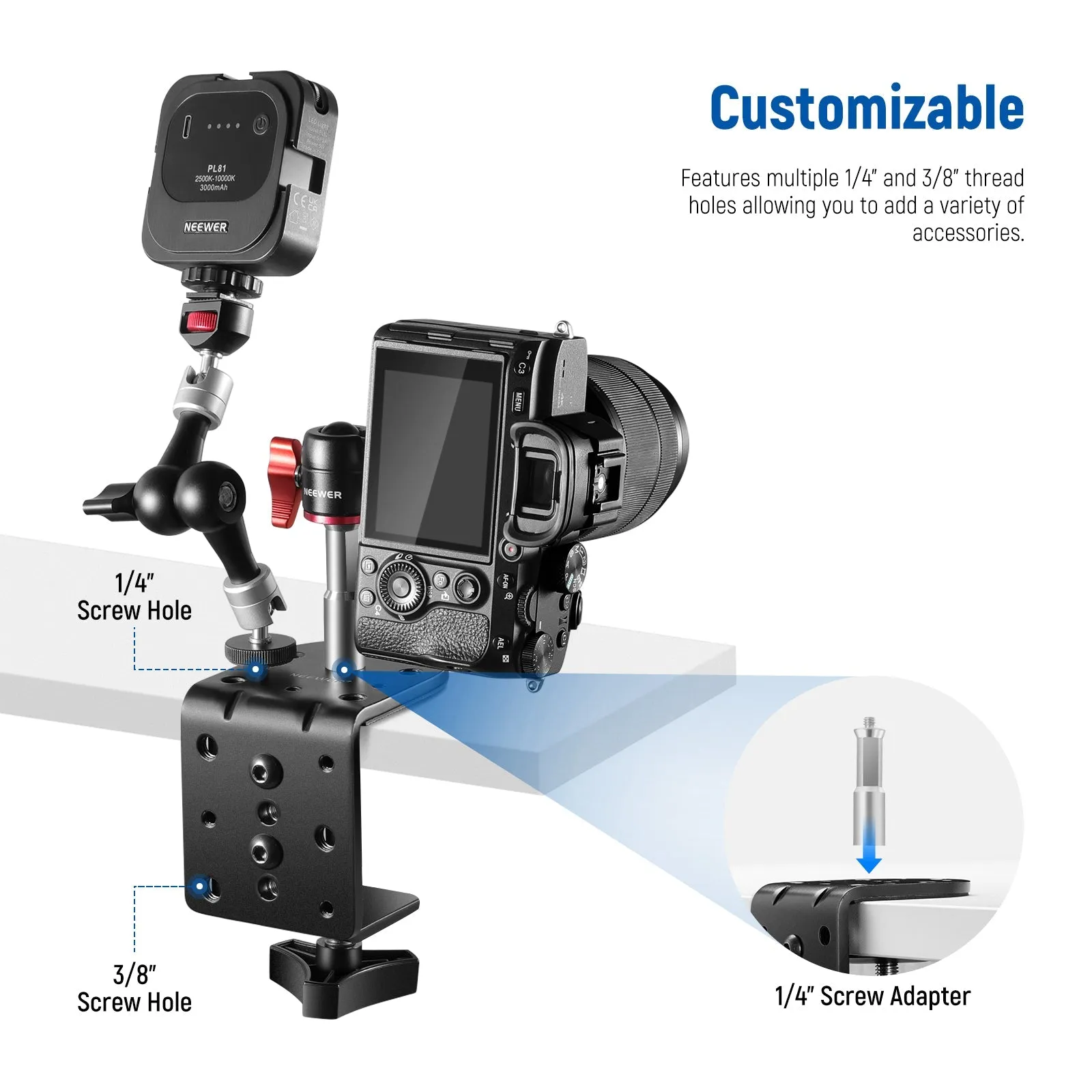 NEEWER ST-CCD1 Heavy Duty C Desk Clamp