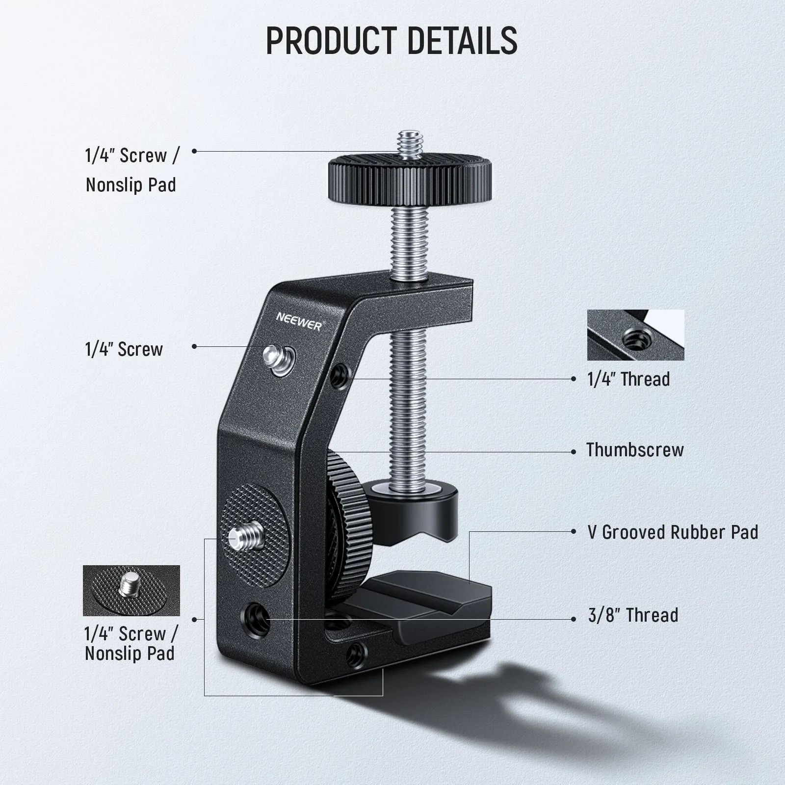 NEEWER Versatile C Clamp Desktop Camera Mount