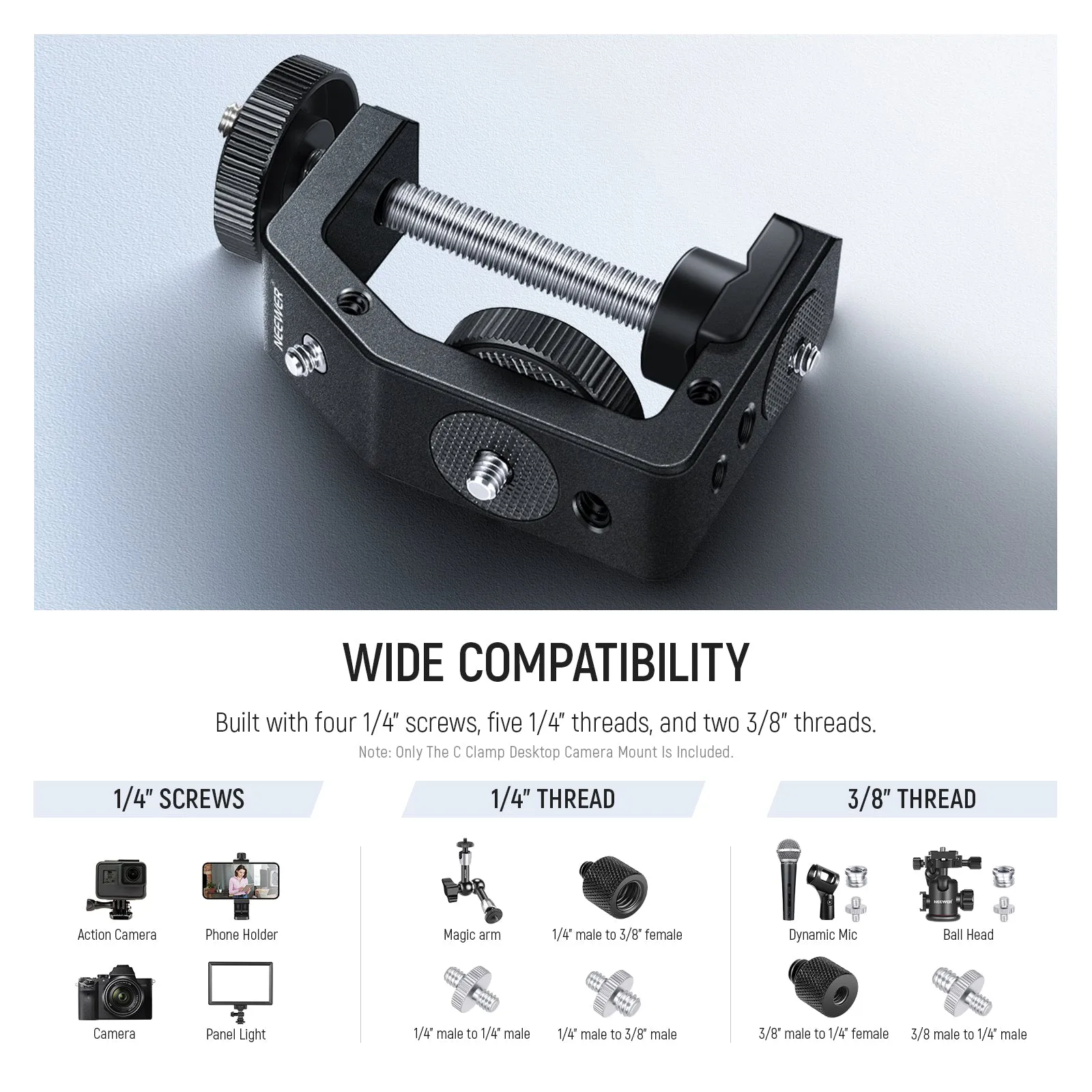 NEEWER Versatile C Clamp Desktop Camera Mount