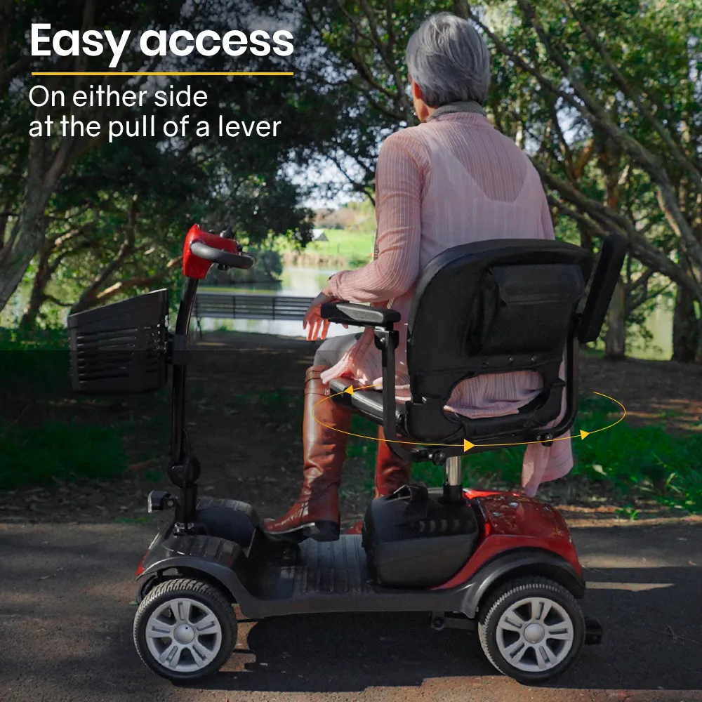 Portable 4 Wheel Electric Mobility Scooter, 8km/h, 15-25km Range, Equipmed