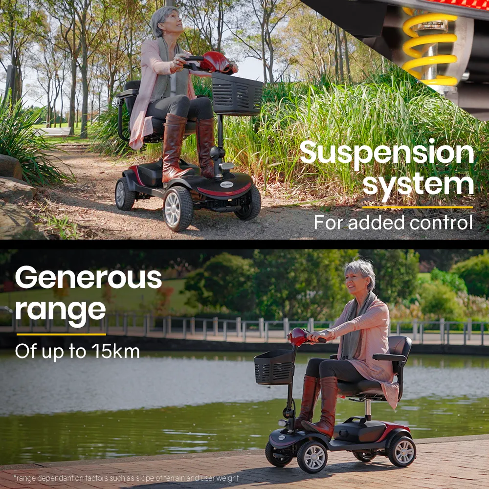 Portable 4 Wheel Electric Mobility Scooter, 8km/h, 15-25km Range, Equipmed